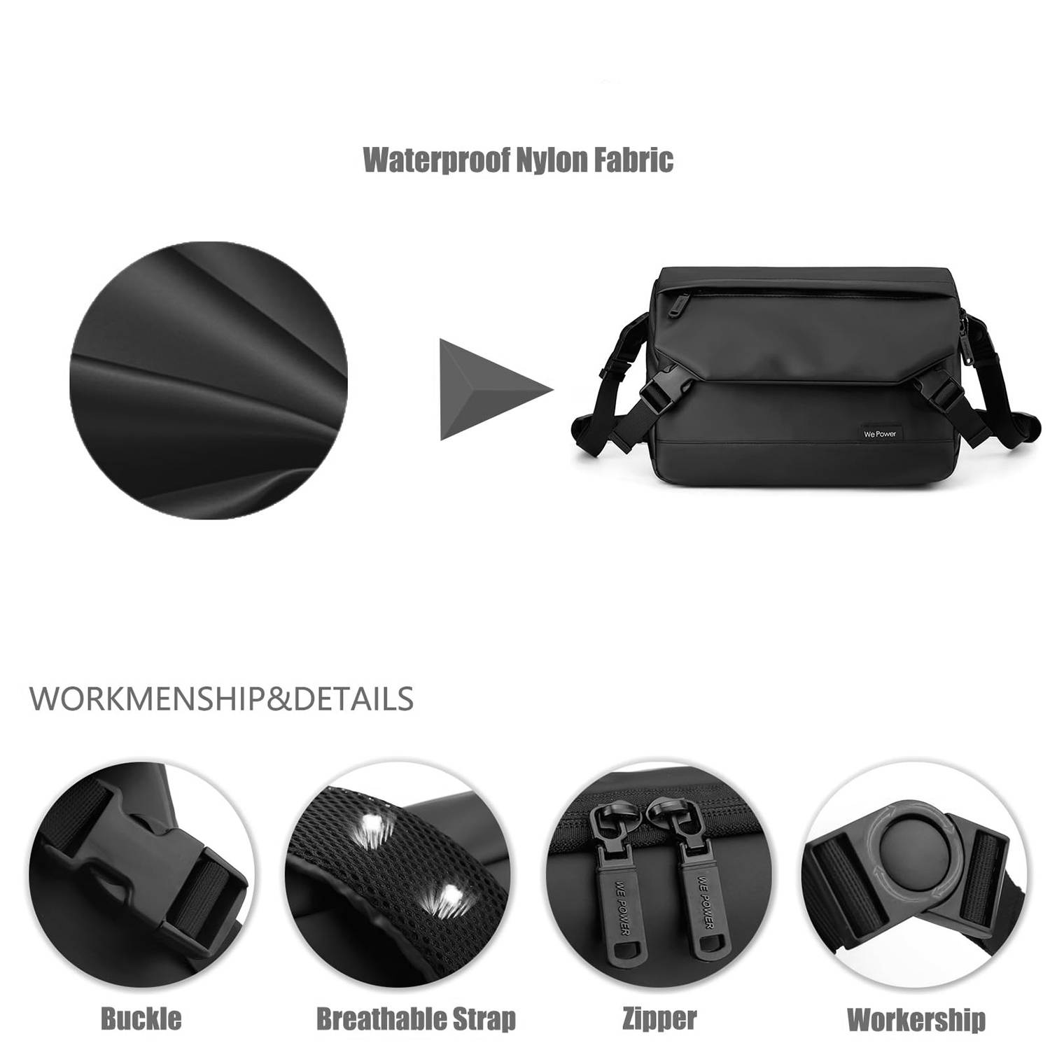 Unisex Waterproof Messenger Bag Sleek Design 6