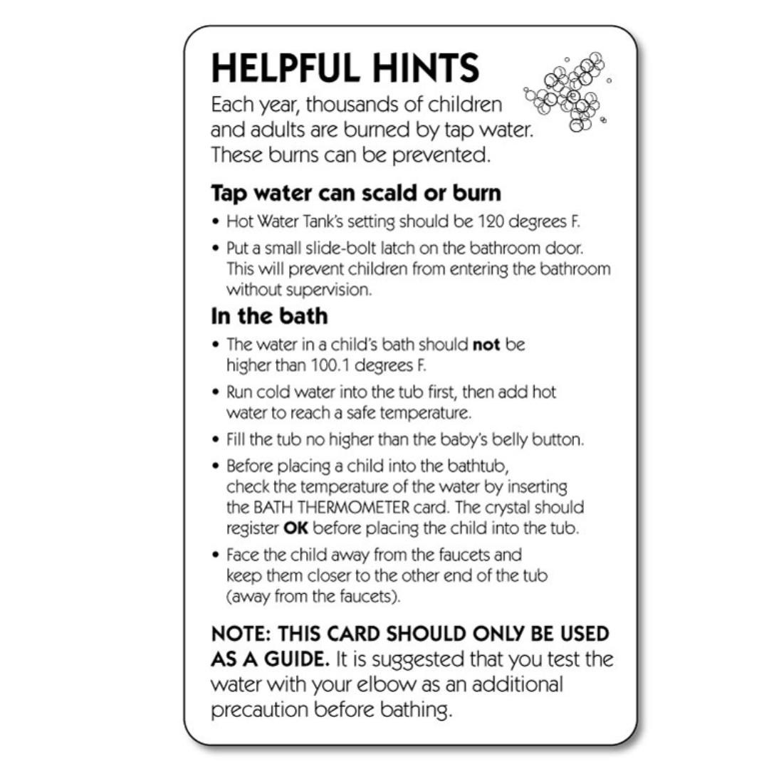 Tub Tester Dolly Card with Temperature Strip, Stock 4