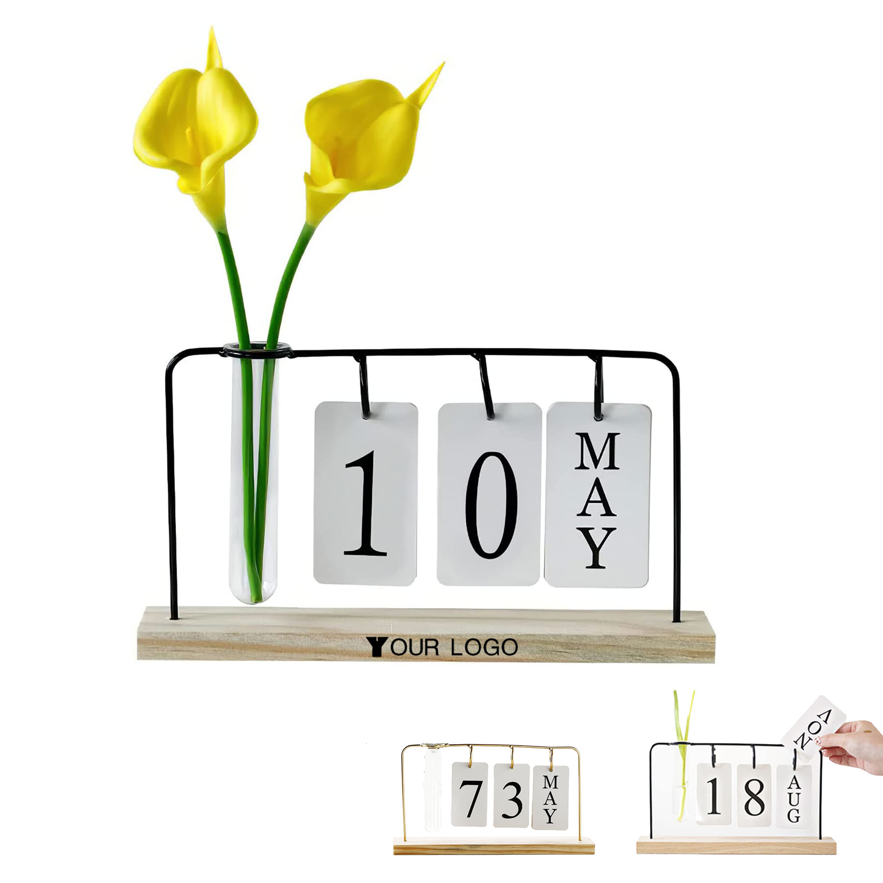 Flip Calendar Wooden Stand With Flip Cardboard 2