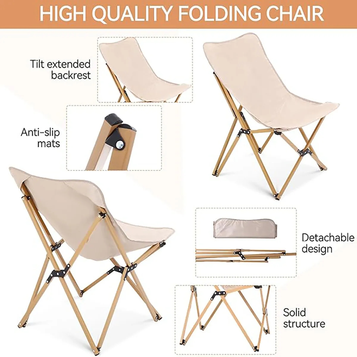 Outdoor Portable Camping Butterfly Chair with Carry Bag 7
