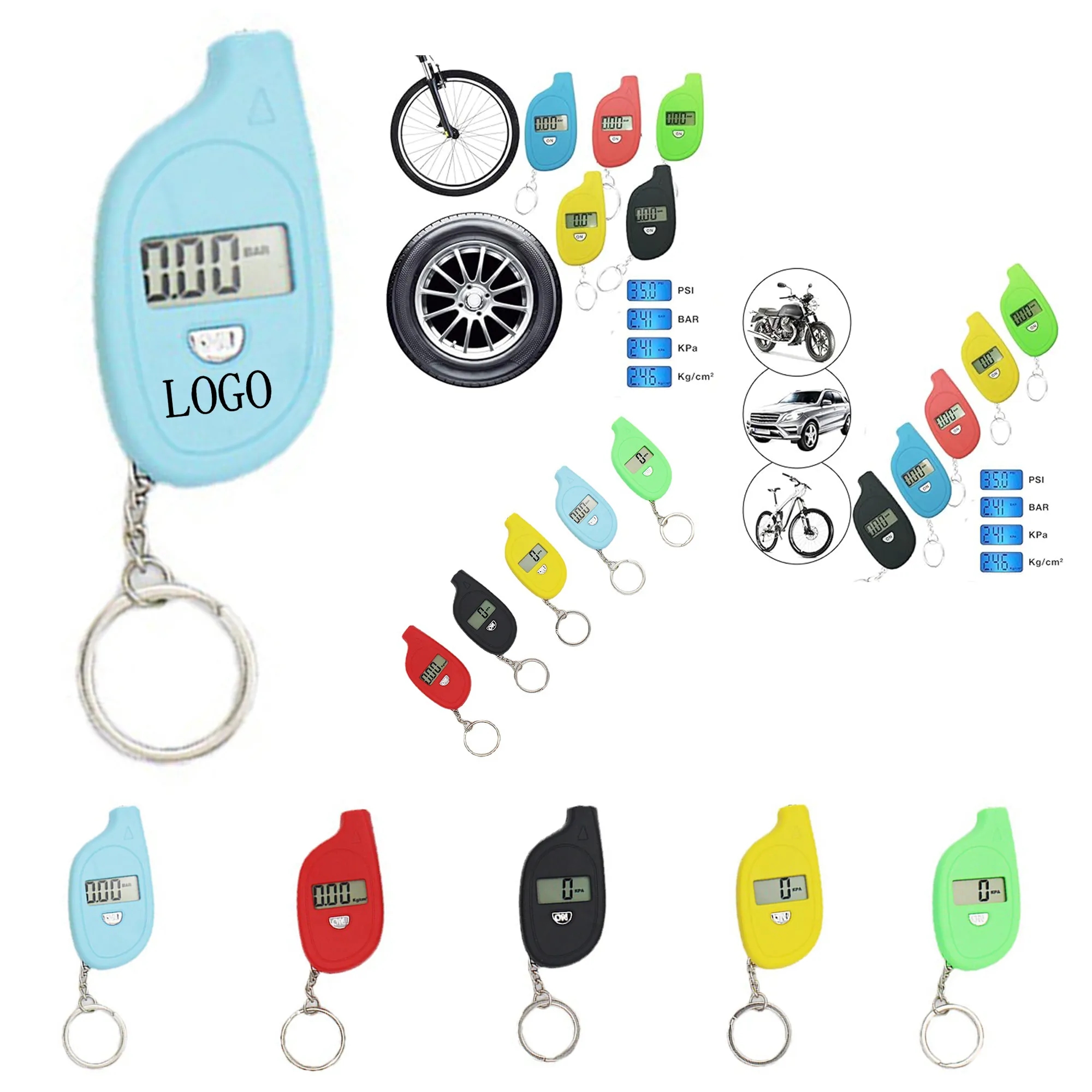 Mini Tire Pressure Gauge Keychain with Printed Logo 7