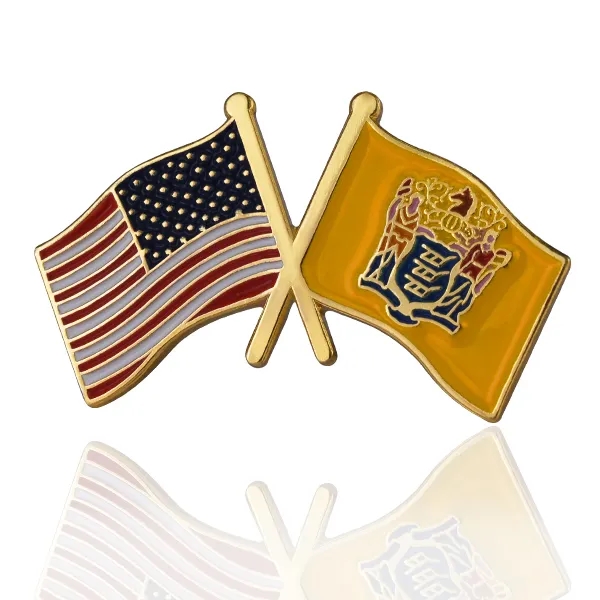 Stock Crossed Flag Pin (USA & USA) 3