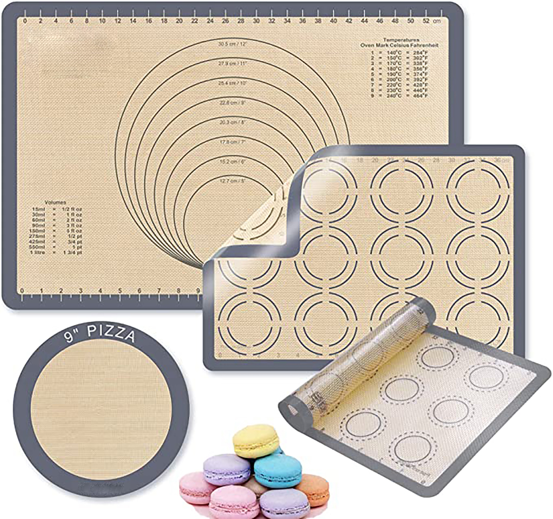 Set of 4 Silicone Baking Mats for Cookie Baking Sheets Pan 10