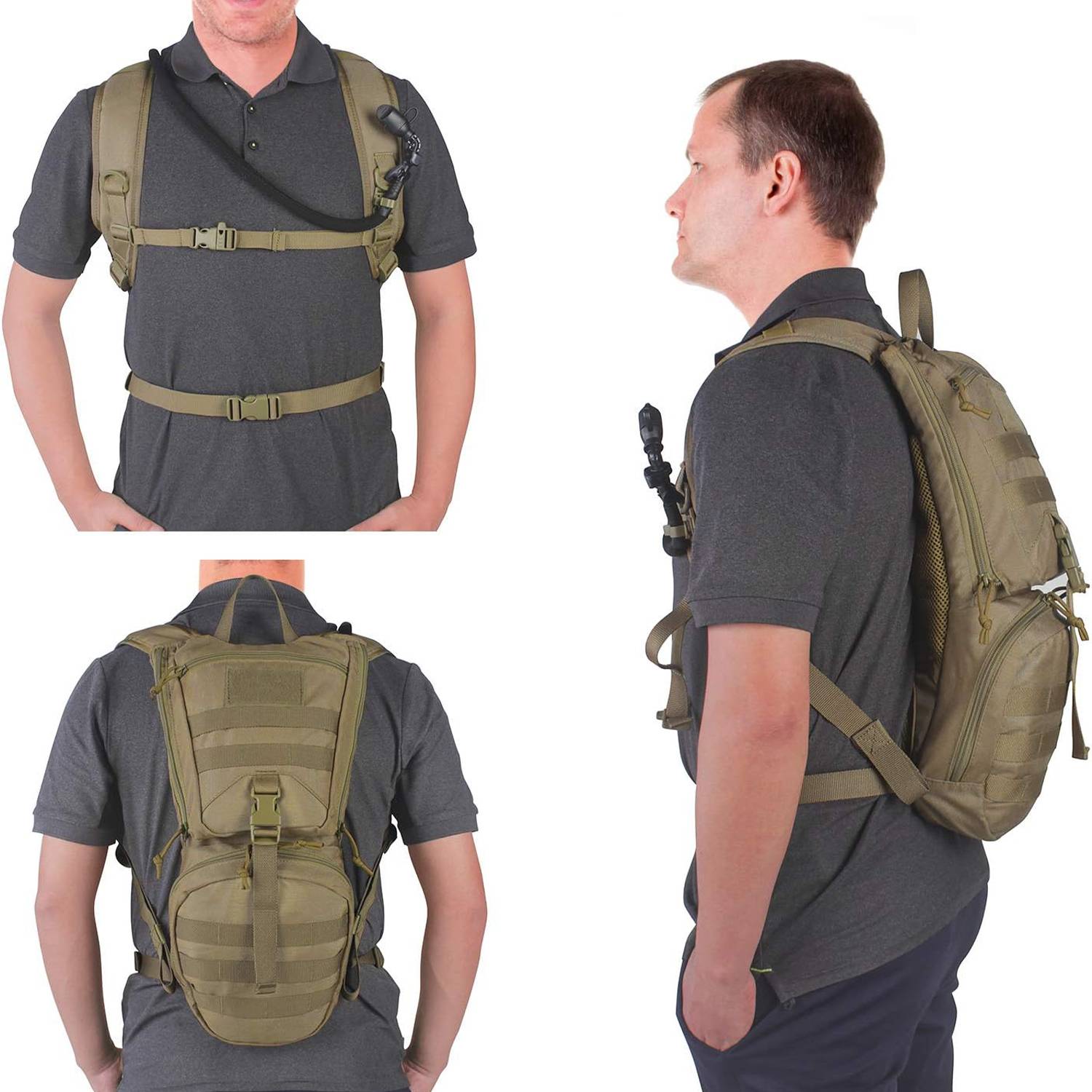 Outdoor Tactical Hydration Backpack w/ 3L Water Bladder 9