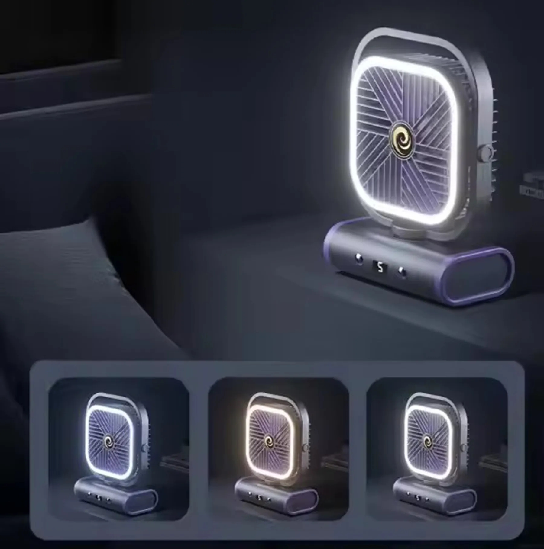 1200 mAh Portable Small Desk Fan with Night Light 9