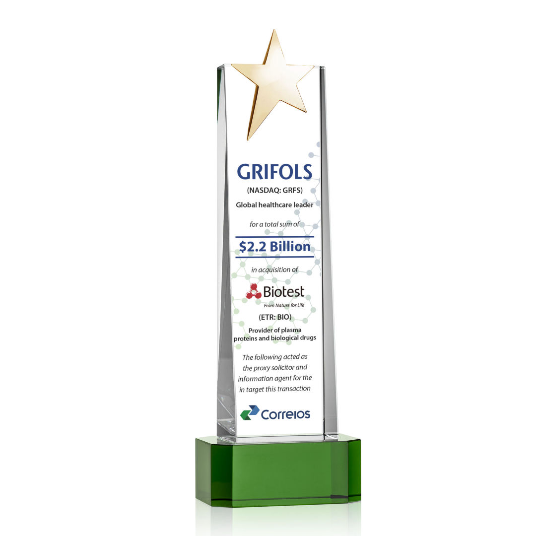 Fanshaw Gold Star VividPrint™ Award on Base - Green 5