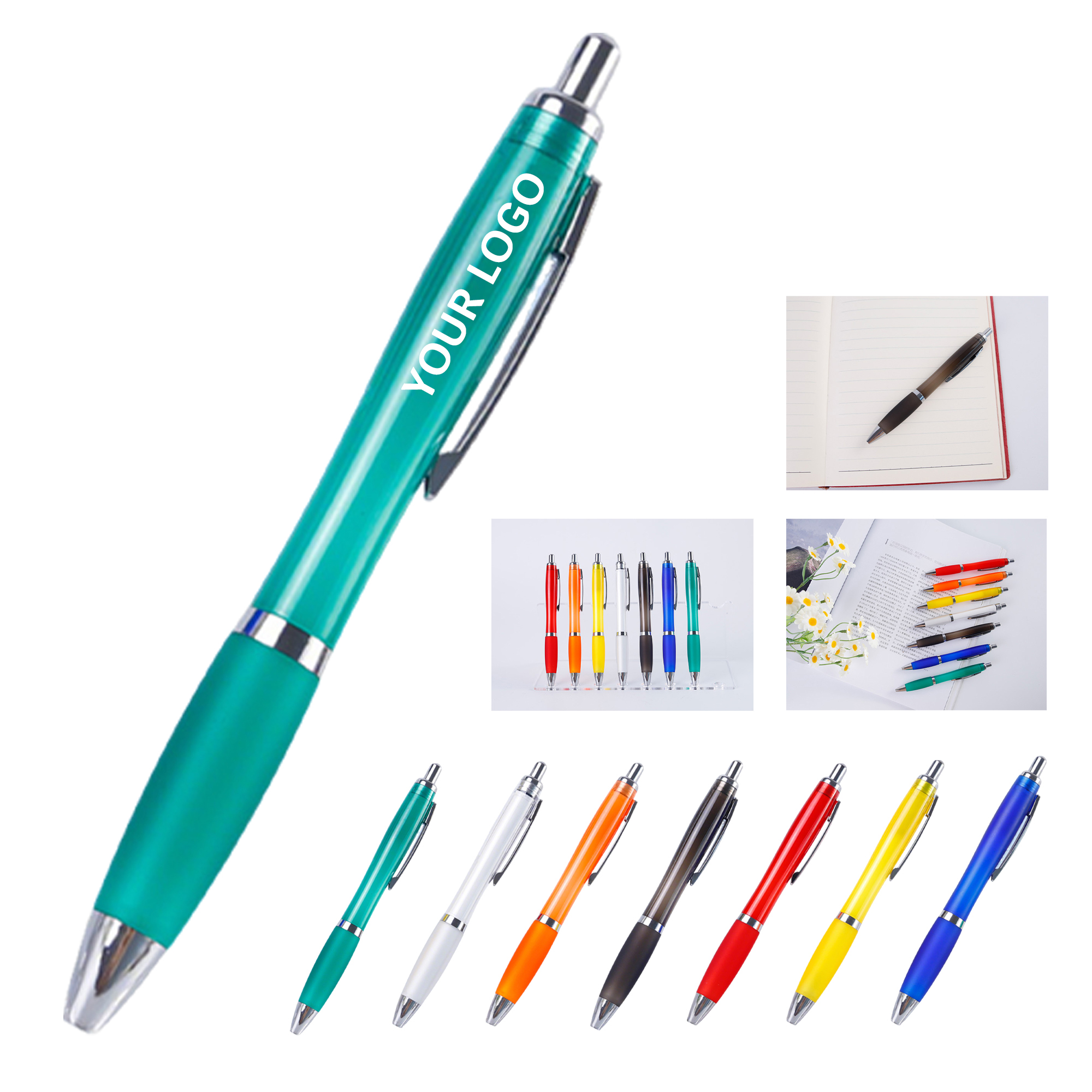 Retractable Ballpoint With Rubber Grip 5.6" 7