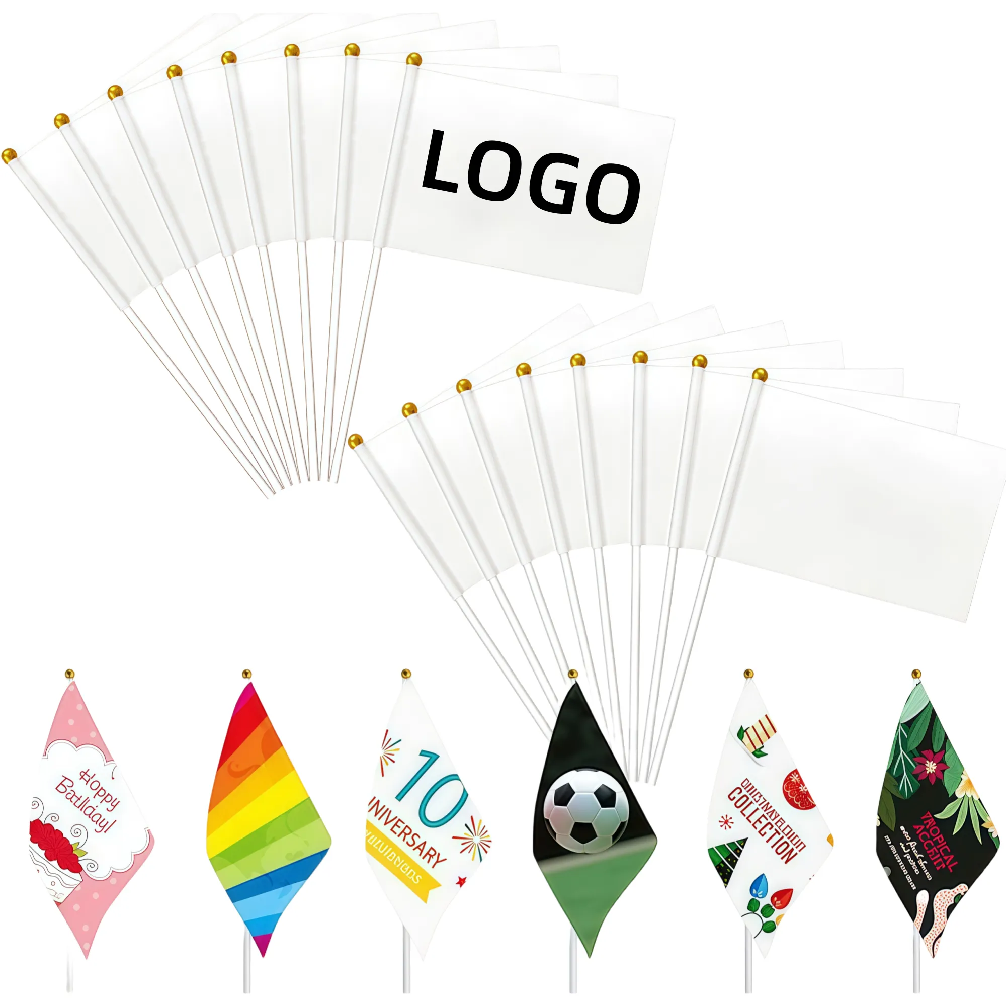 MOQ Small Mini Plain White Flag On Stick 2