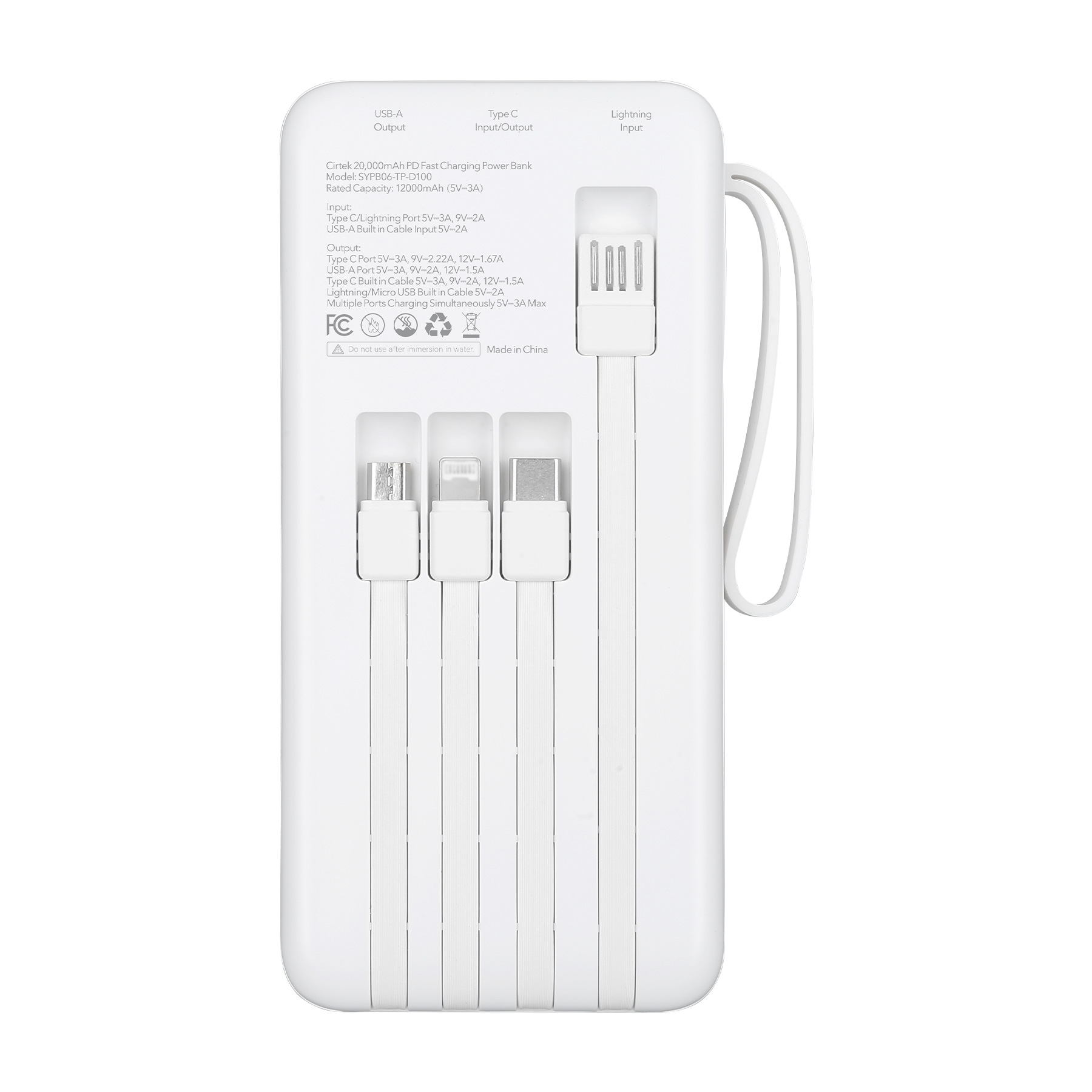 20,000mAh PD Fast Charging Power Bank With Built-In Cables 6