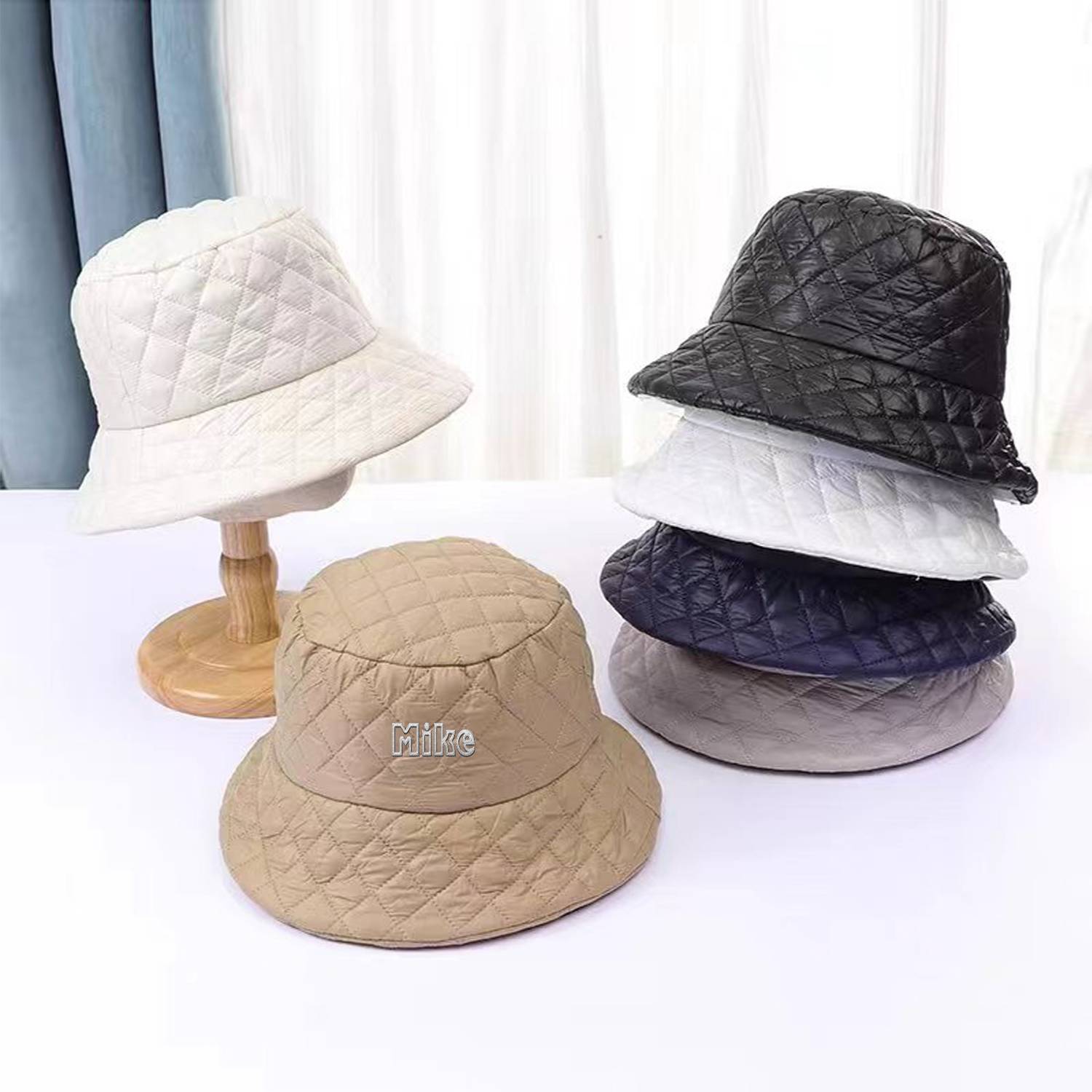 Quilted plaid bucket hat 2