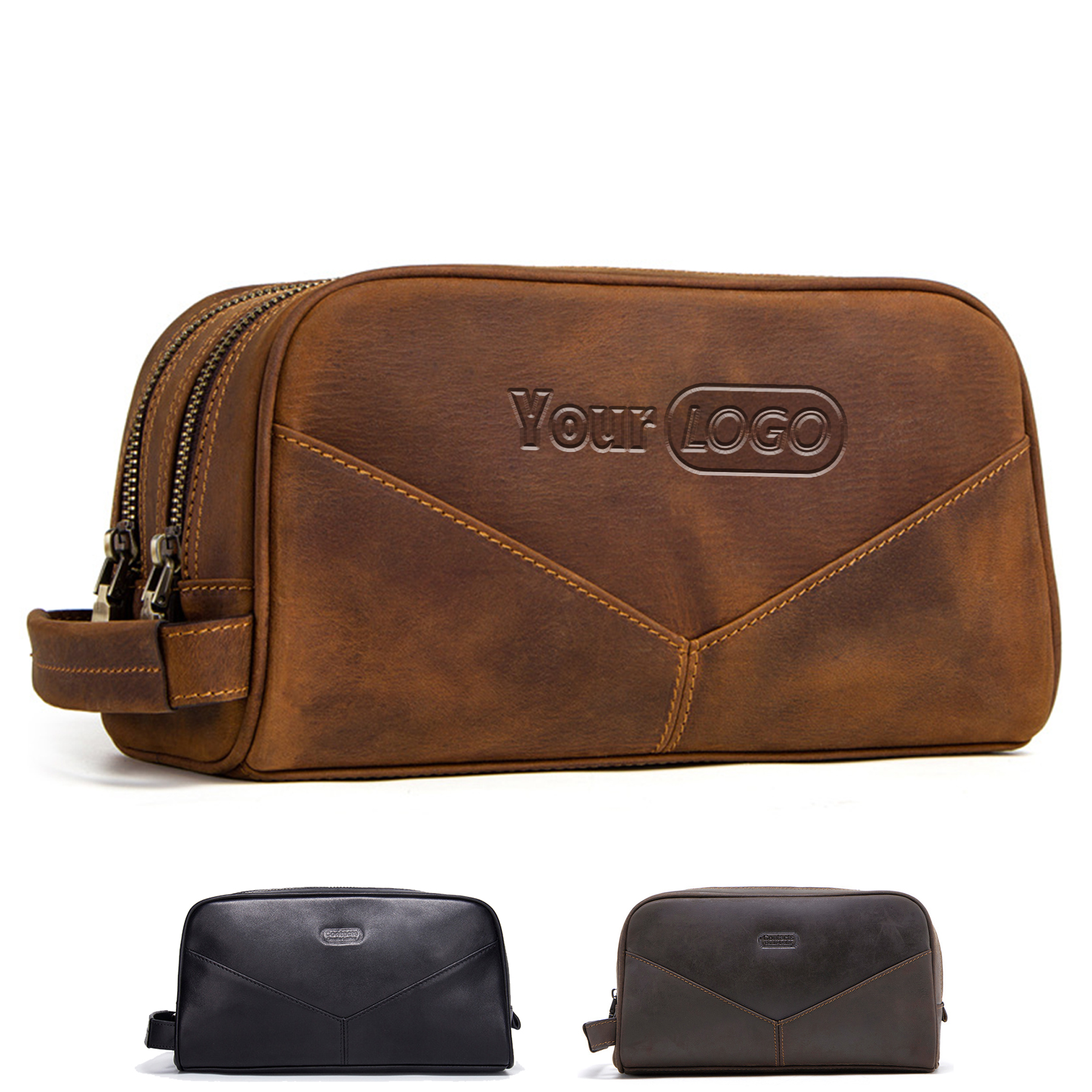 Leather Wear-resistant Crazy Horse Skin Makeup Bag 2