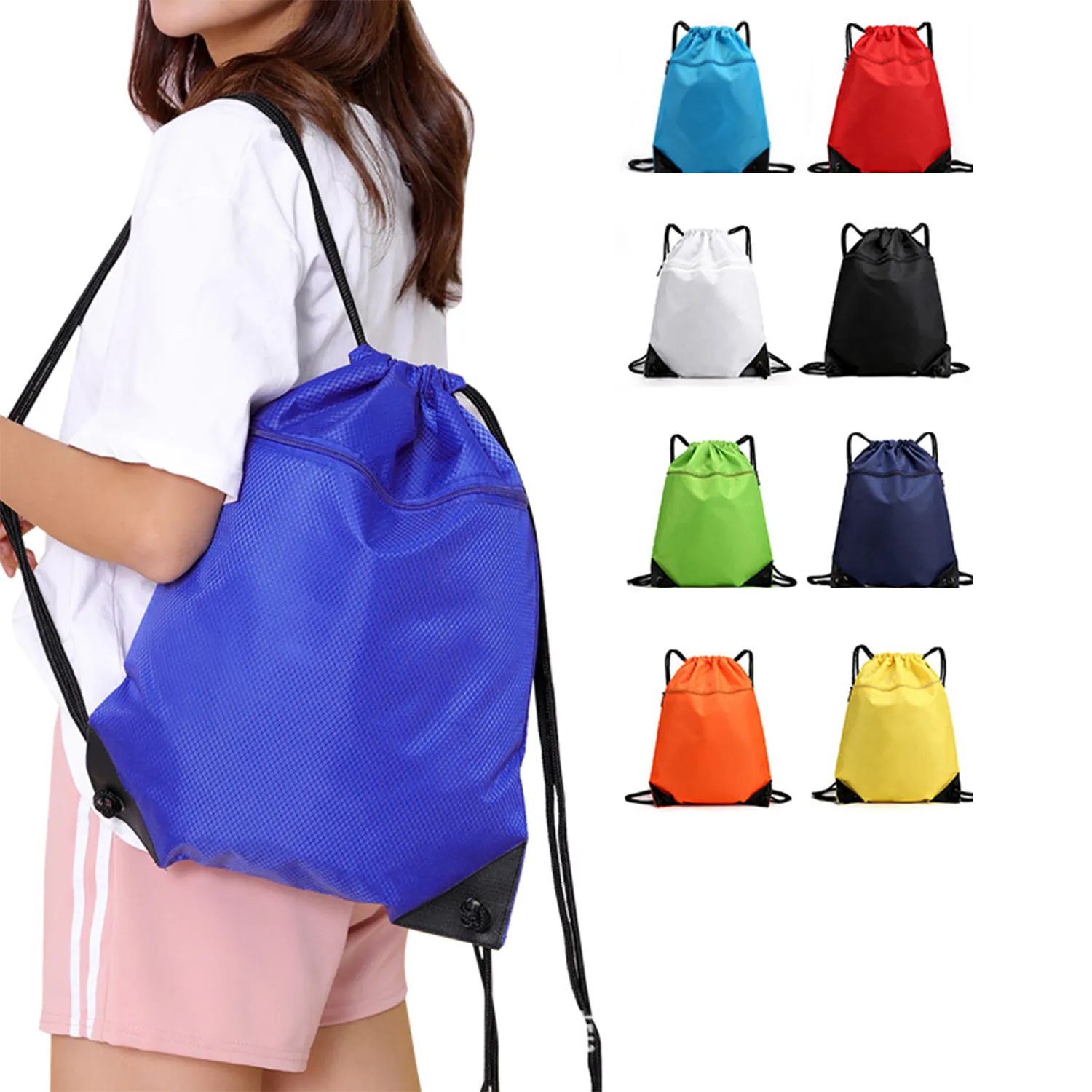 Drawstring Bag With A Front Zipper Pocket 2