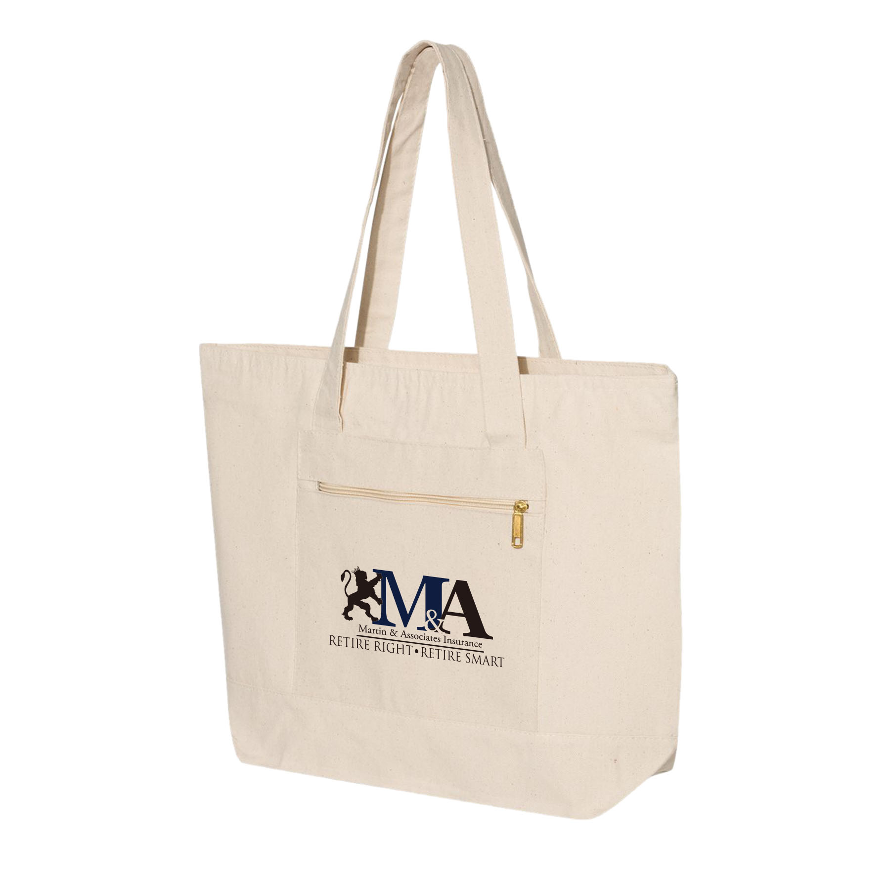 12 oz. Natural Heavy Cotton Canvas Two Tone Zippered Tote Bag_R110NBT 2