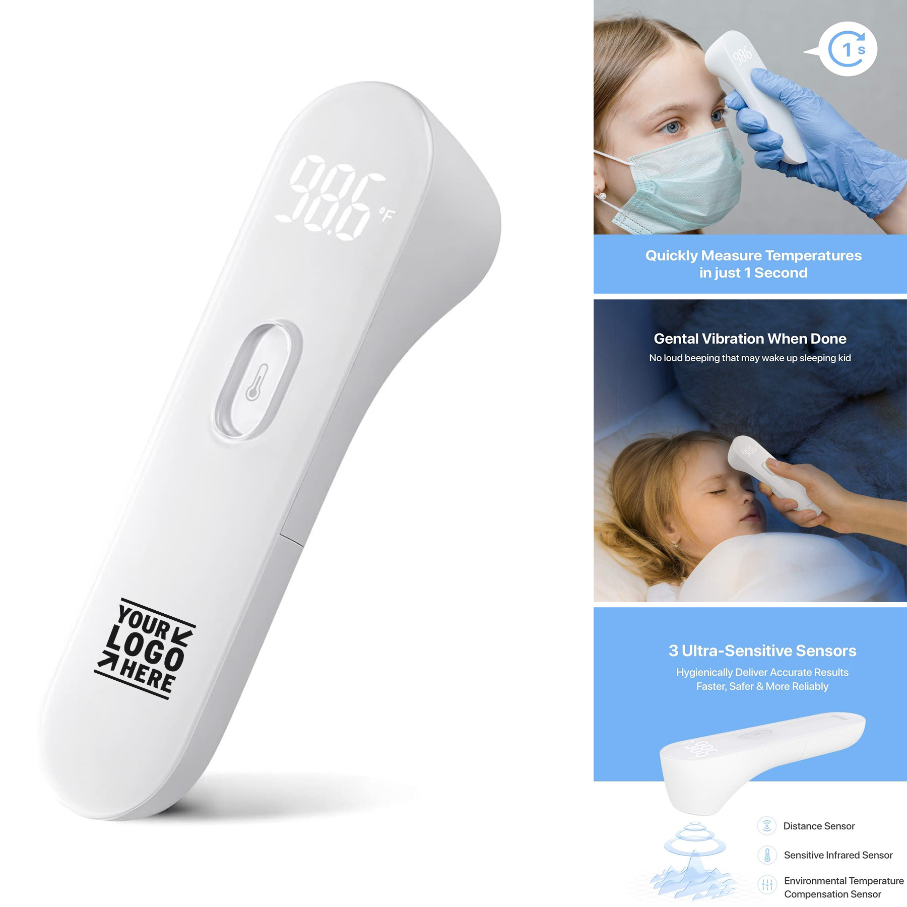 Baby Kid Adult Large LED Infrared No Touch Forehead Thermometer