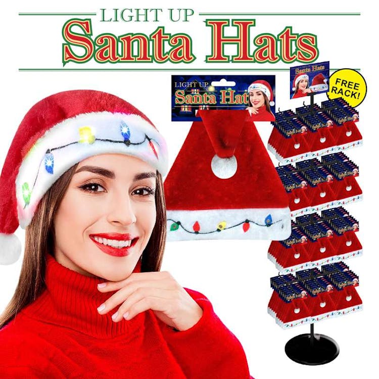 LED Light Up Santa Hats - 16" 1