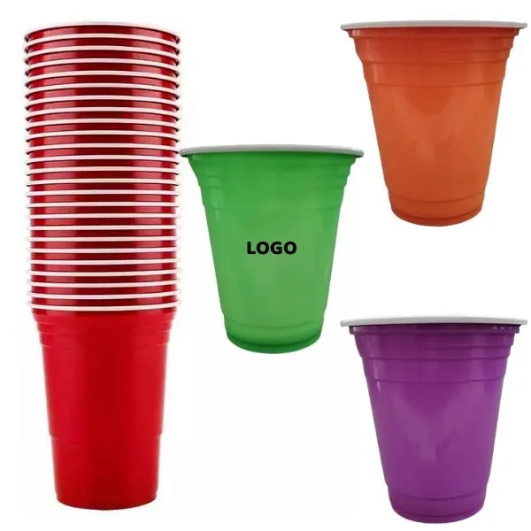 12 oz Party with 50 Colorful Plastic Cups 2