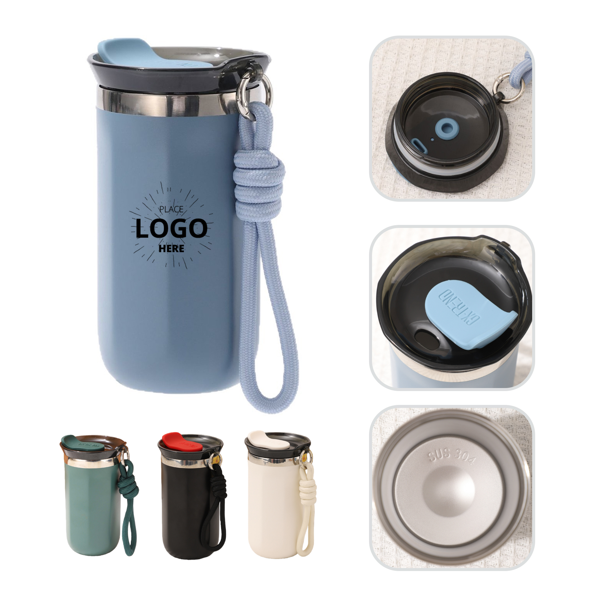 Mini Travel Water Bottle With Carrying Strap 1