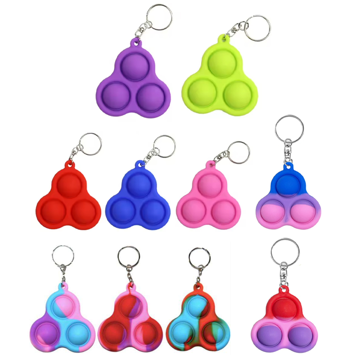 Silicone Pop Fidget Keychain Toy with Tri-Bubble Design 4