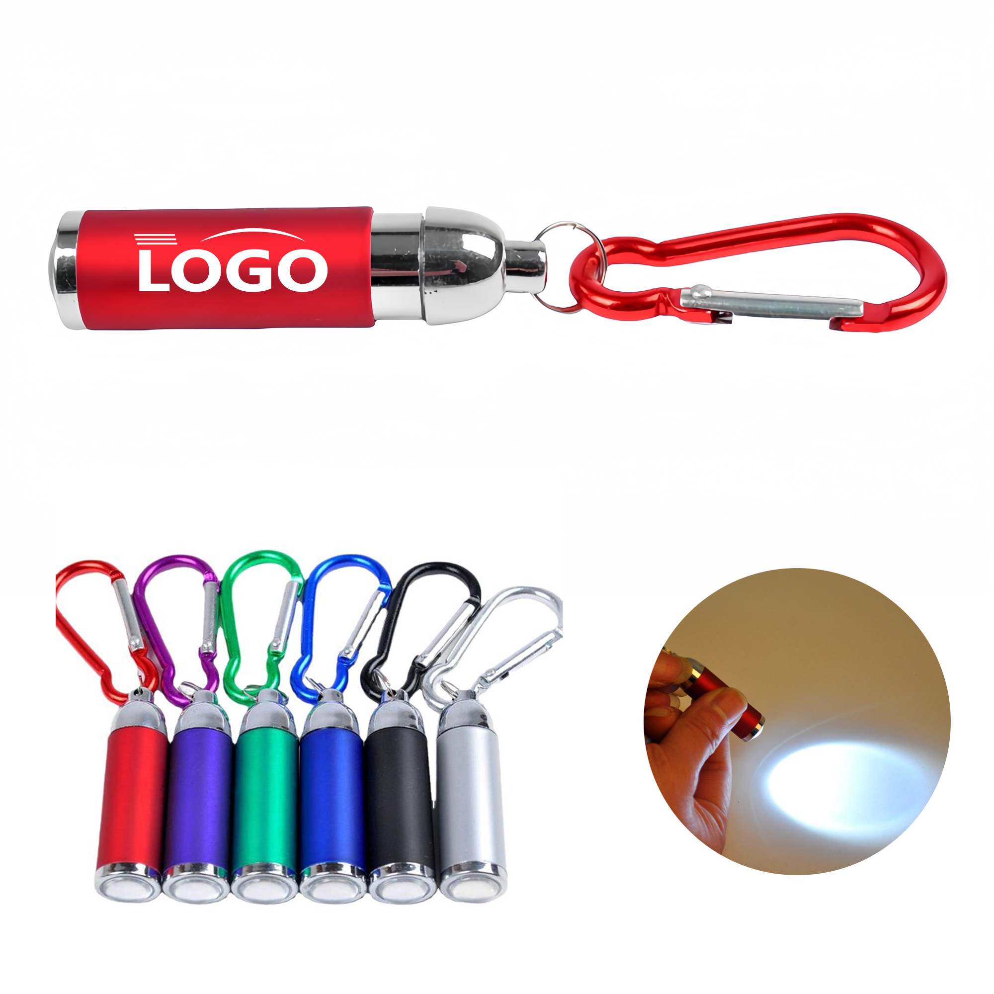 Mini Zoomable LED Flashlight with Carabiner 2