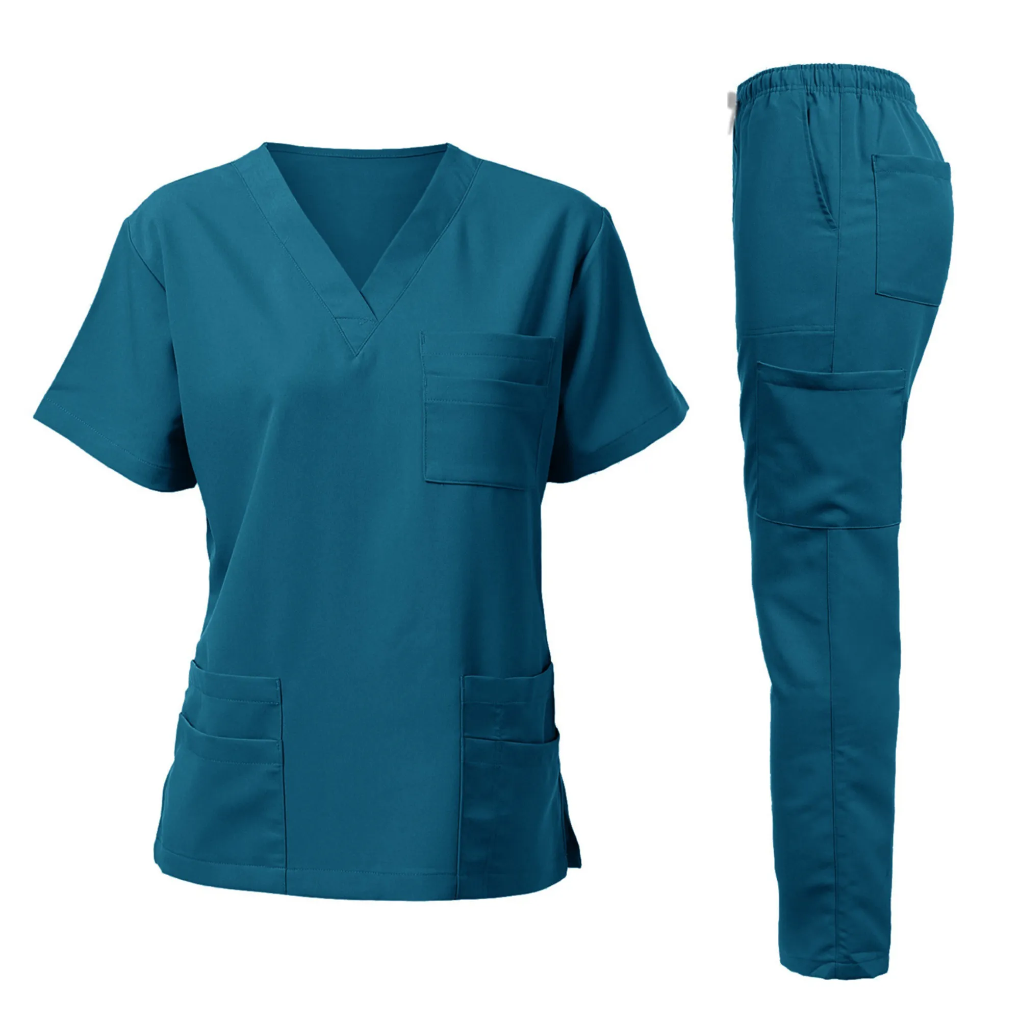 MOQ 10 Medical Scrub Set Nurse Doctor Workwear Top and Pants 7