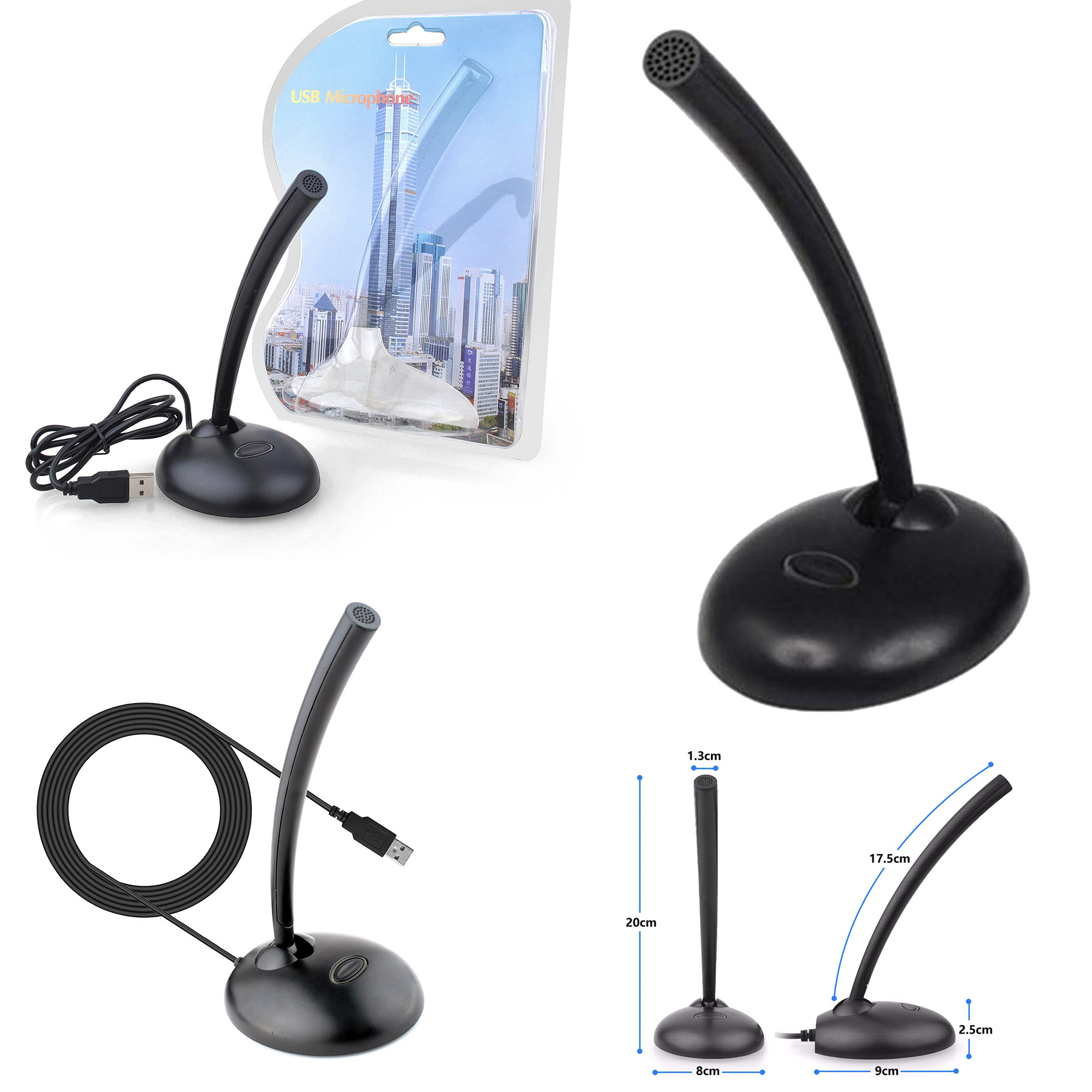 Desktop, PC, Laptop USB Computer Microphone with Mute Button 1
