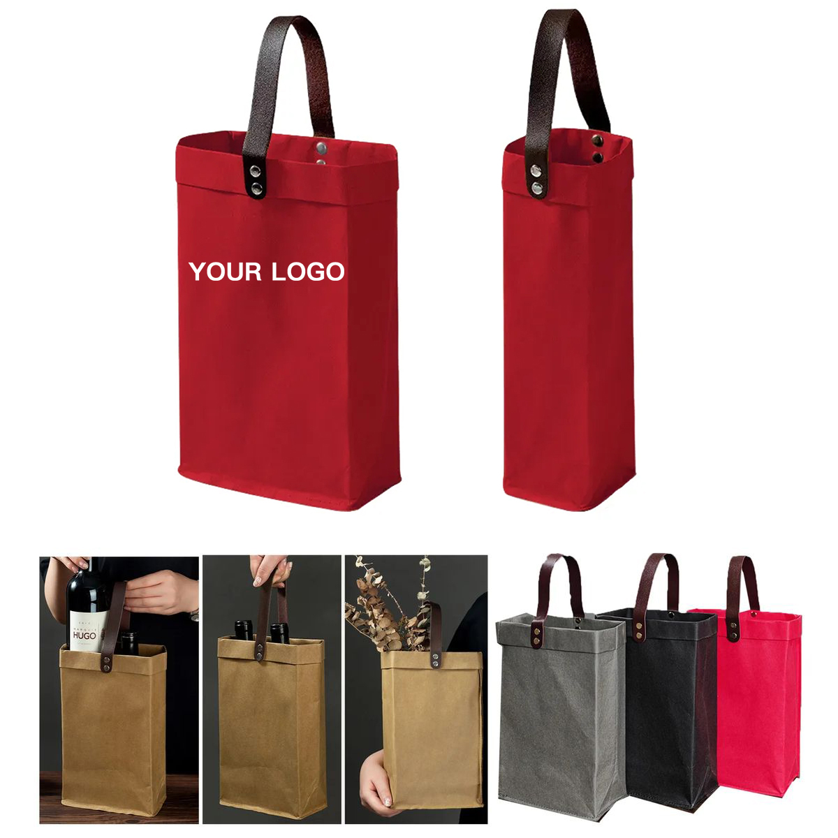 Reusable Kraft Wine Bag for Bottles or Gifts 2