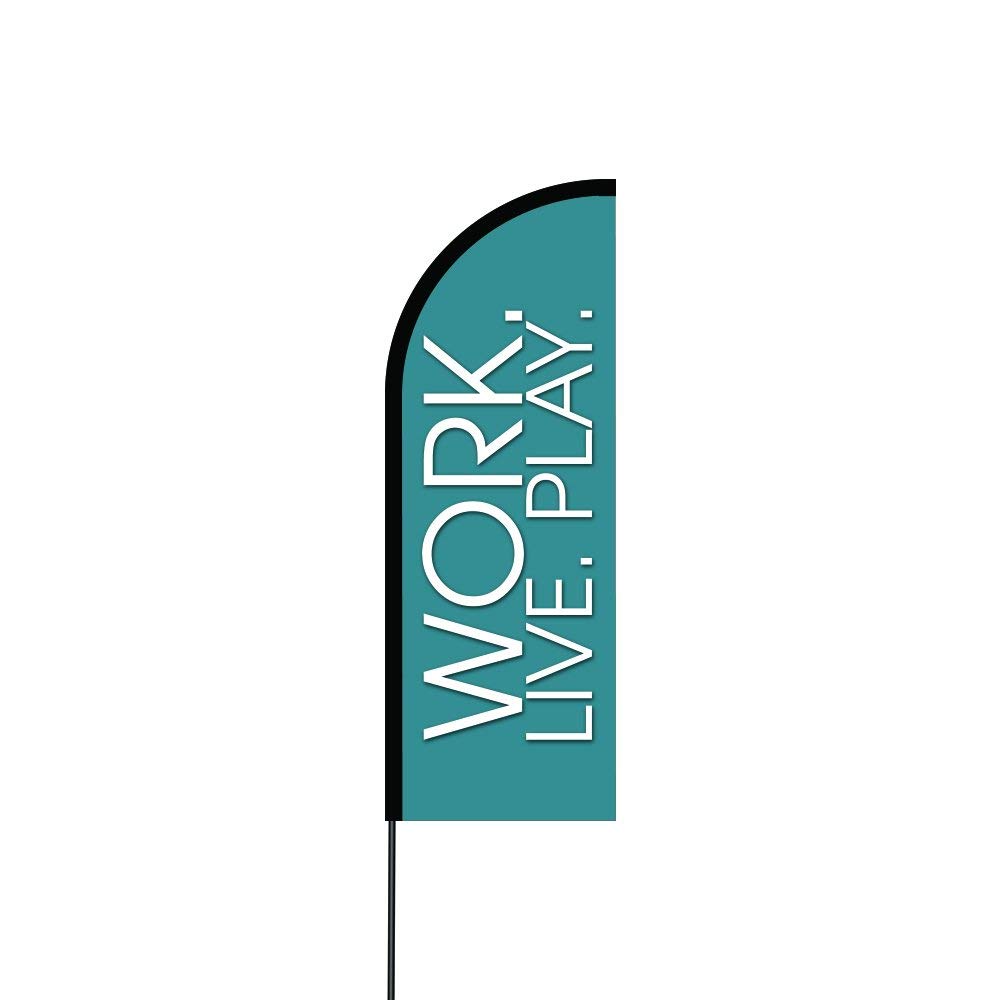 Work Live Play Flag Kit Hardware 11' Feet Feather Flag Sign Outdoor Banner 2