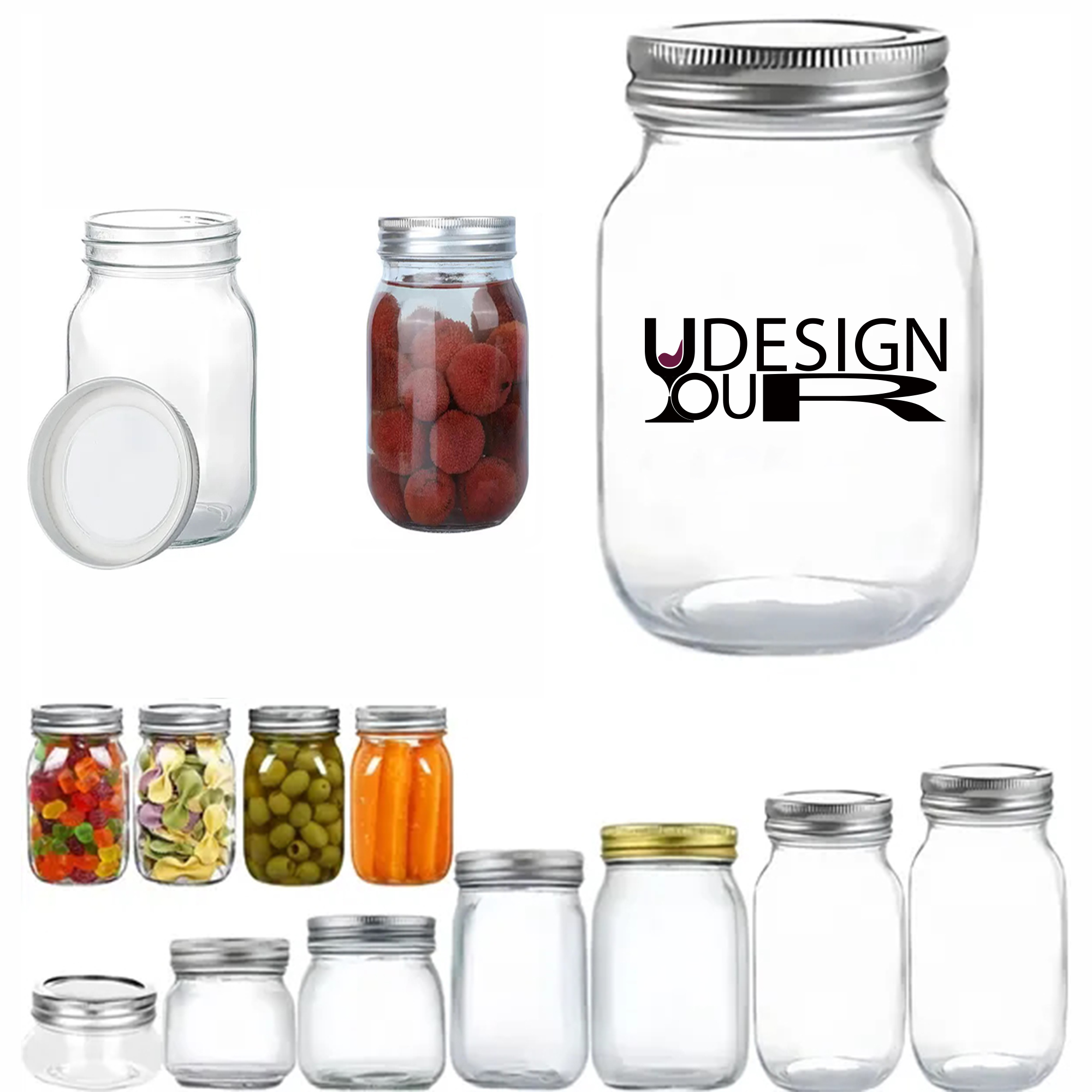 Glass Regular Mouth Clear Jars With Metal Lids For Food Stor 2