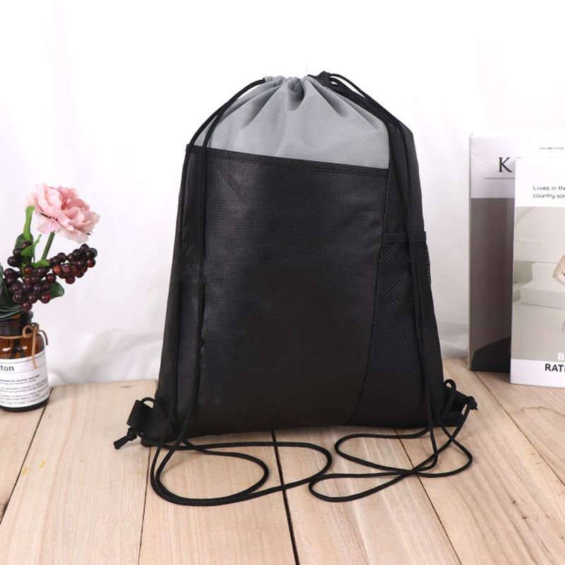 Tricolor Drawstring Backpack w/ Mesh Pocket 2