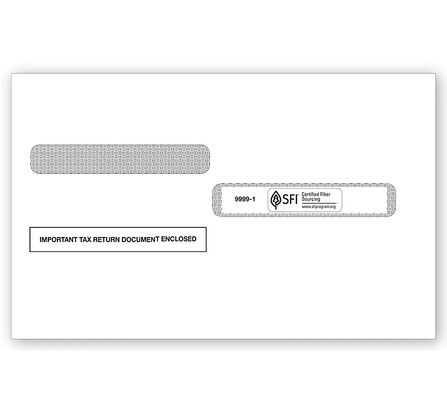 Envelopes, Double-Window, Gummed Flap for for 4-Up W-2 Forms 1