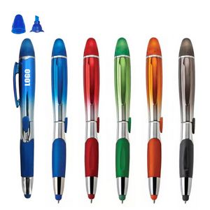 Gradual Color Barrel Pen With Highlighter And Stylus 5