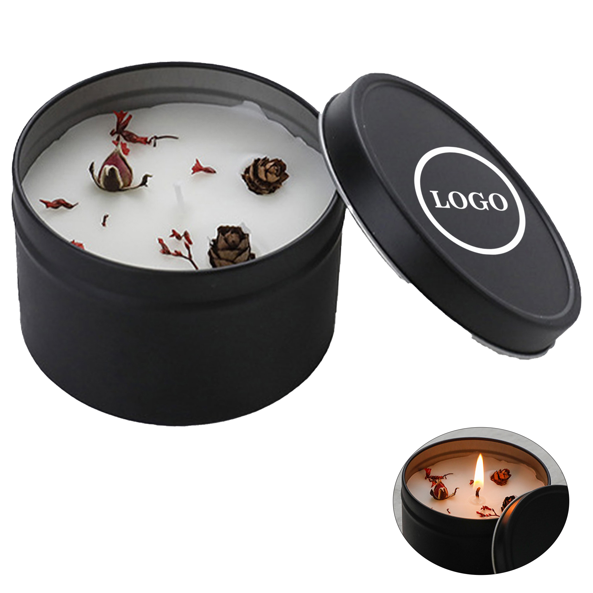 Natural Scented Candle with Decorative Flowers 12