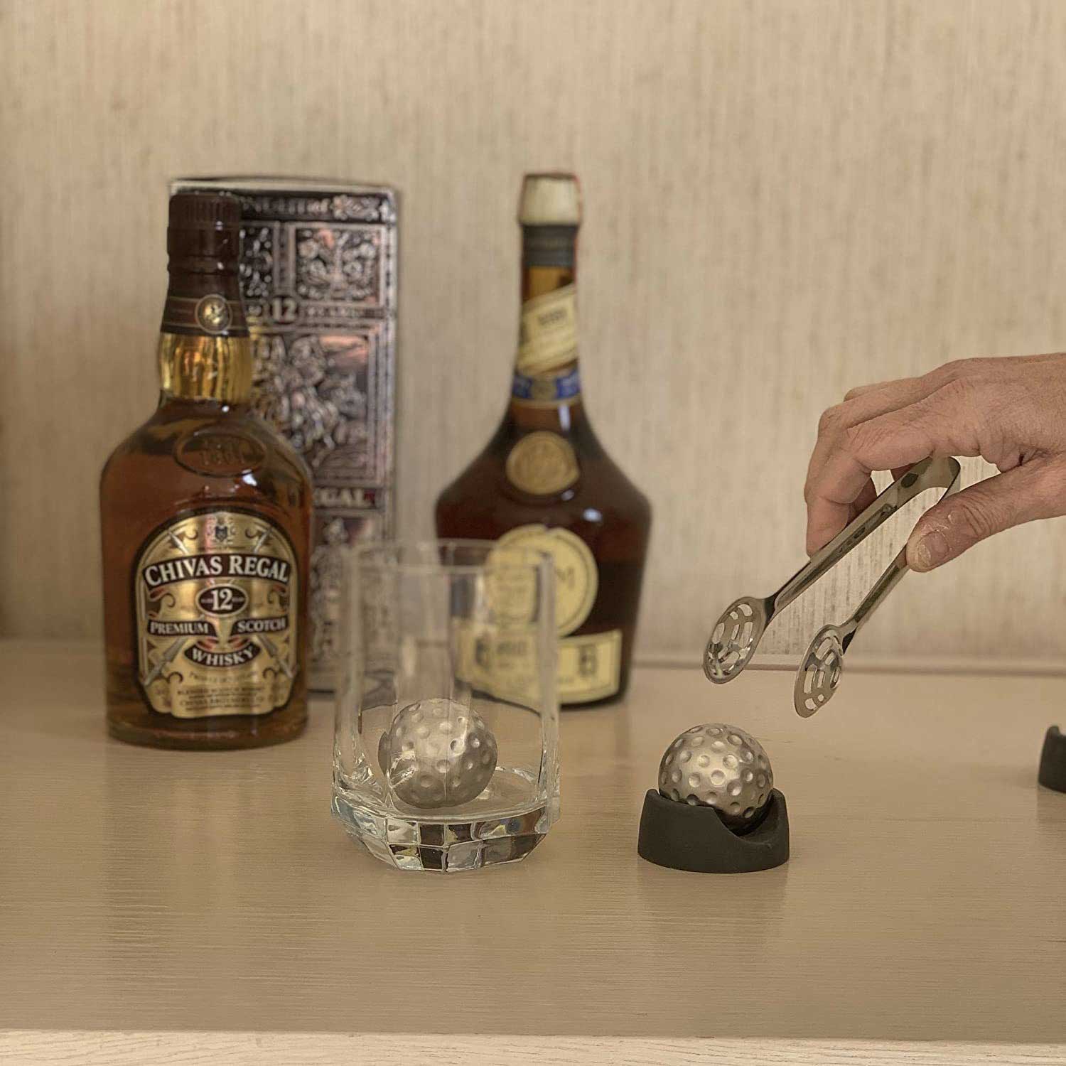 1.65in Steel Ice Balls - Golf Design Whiskey Chillers 9