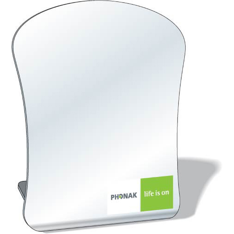 Free-Standing Acrylic Plastic Mirror, 5.5"x6.5" Curved Sides, Full Colour