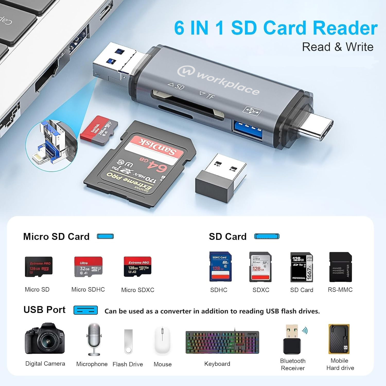 Type C USB 3.0 Hub and Card Reader with OTG Function 2