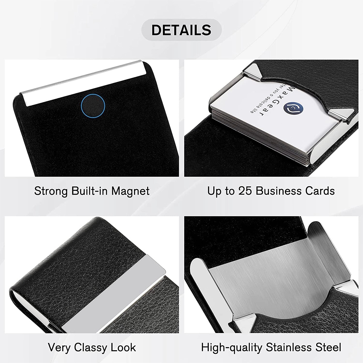 Custom Logo Pocket Slim PU Leather Business Card Holders 4