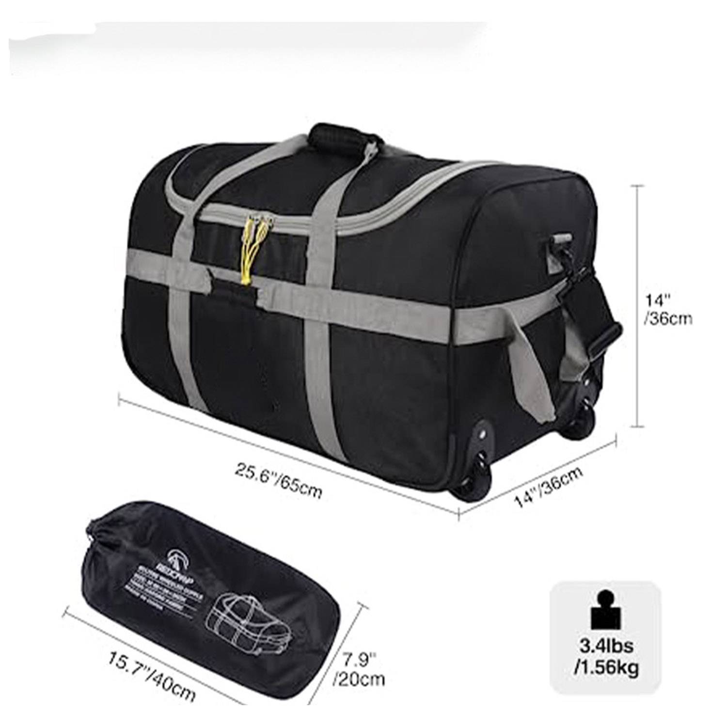 Foldable Duffle Bag w/ Wheels Camping Travel Gear 3