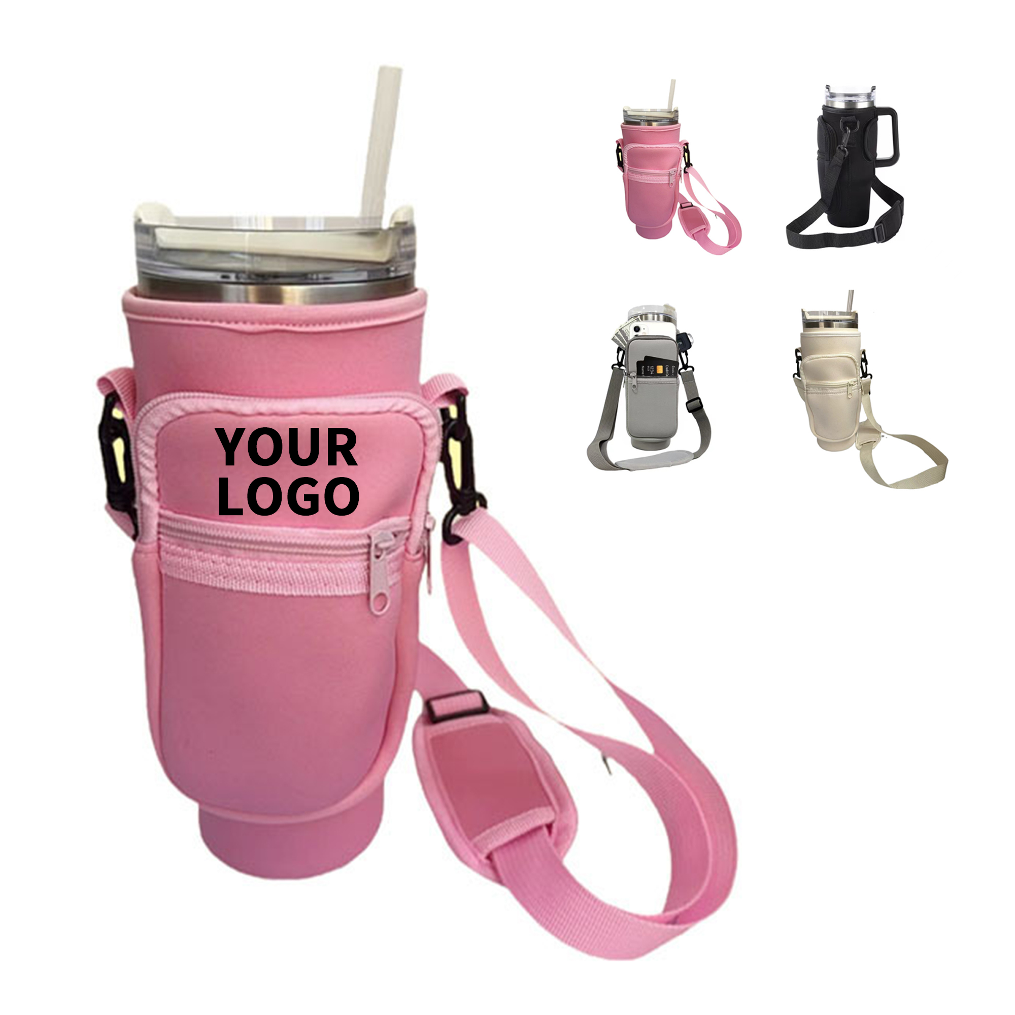 Insulated Cup Sleeve with Handle - Fits 30-40 Oz Tumblers, 9.5"x3" Soft Heat-Resistant Fabric 4