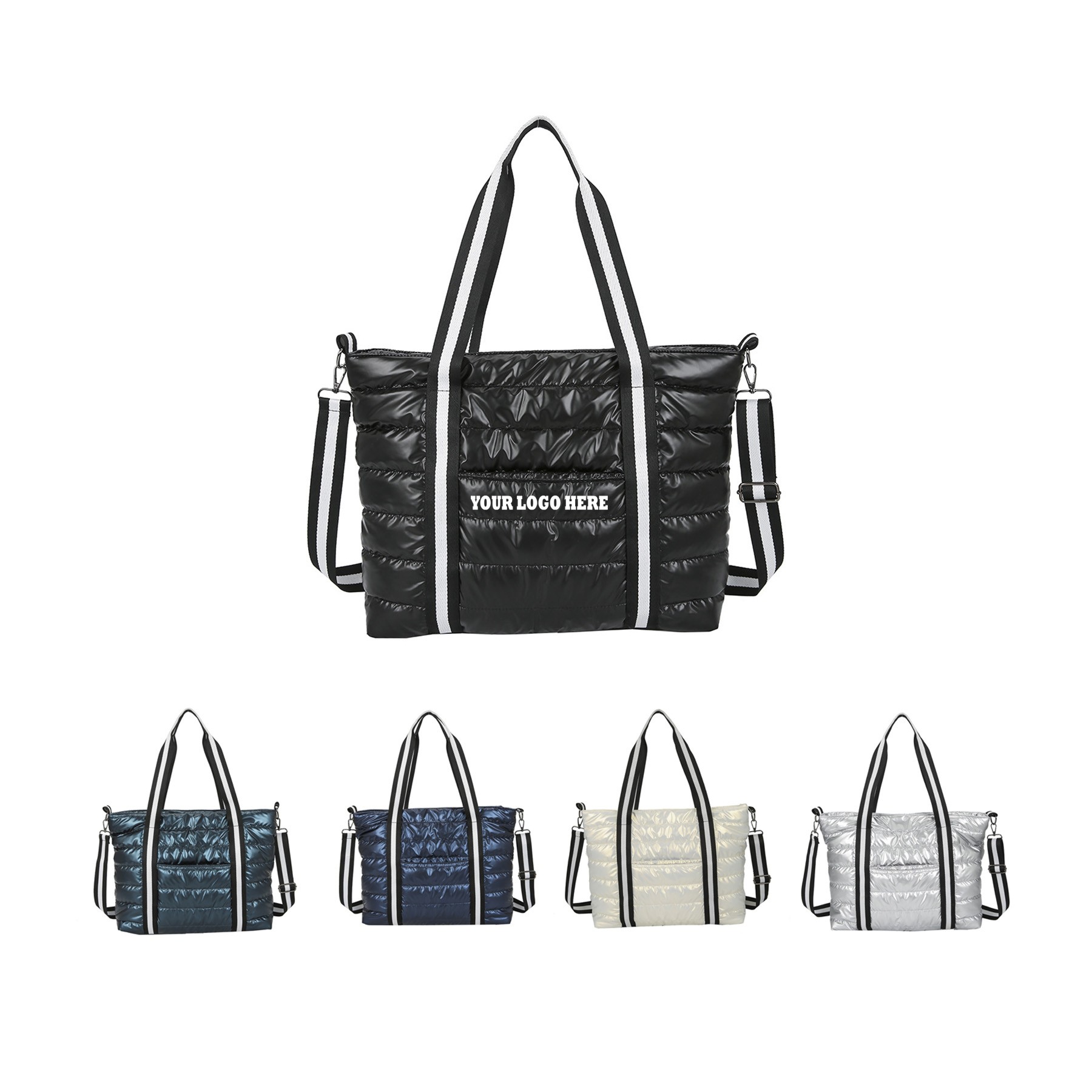 Nylon Tote Bag With Shoulder Strap
