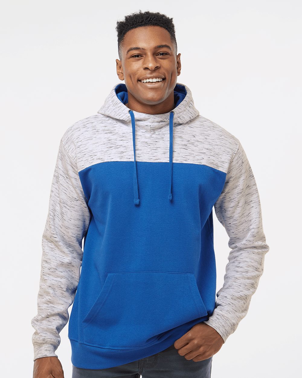 Men's Mélange Fleece Colorblocked Hooded Sweatshirt - 8676, custom hoodie or sweatshirt with logo imprint 4