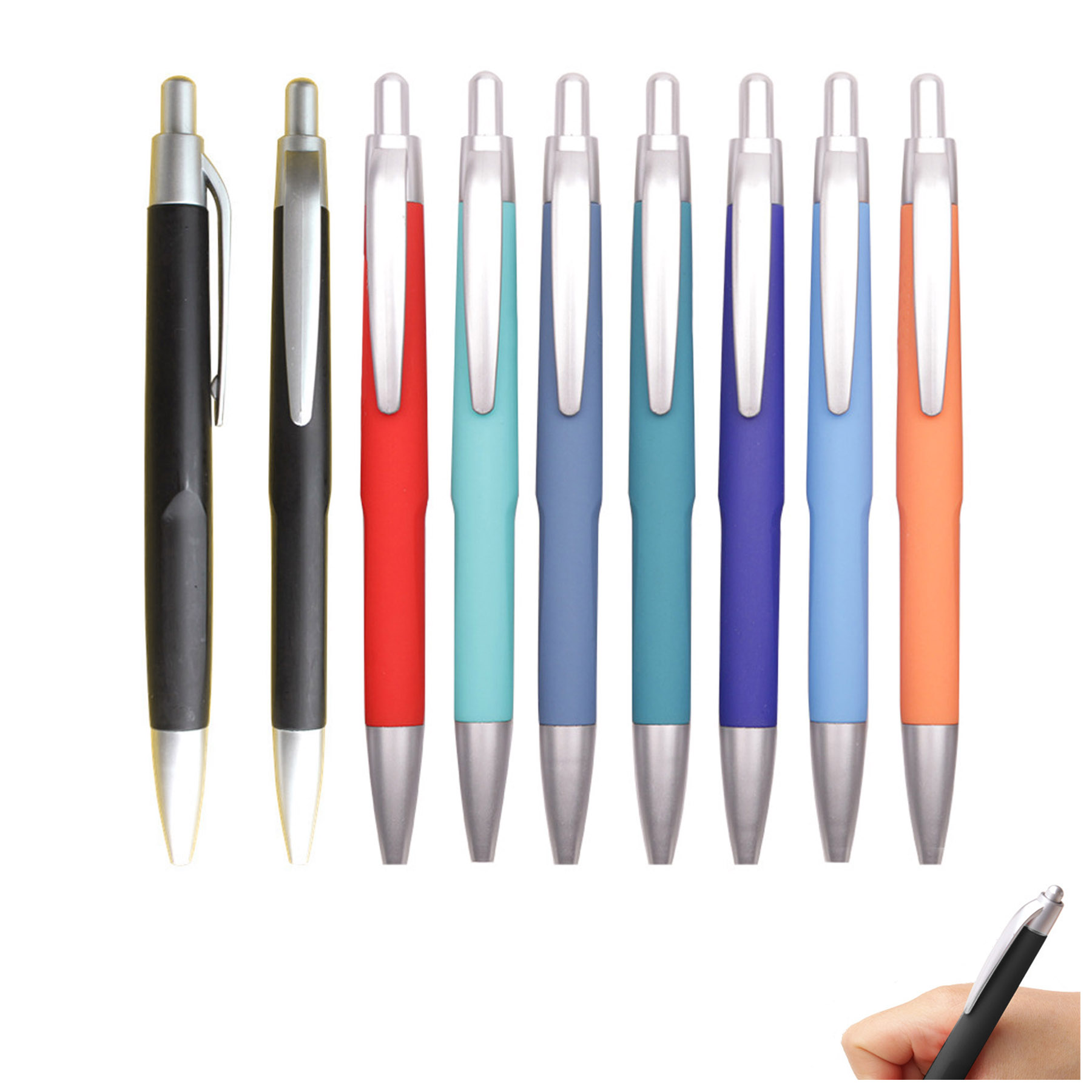 Soft Touch Matte Plastic Click Ballpoint Pens 2