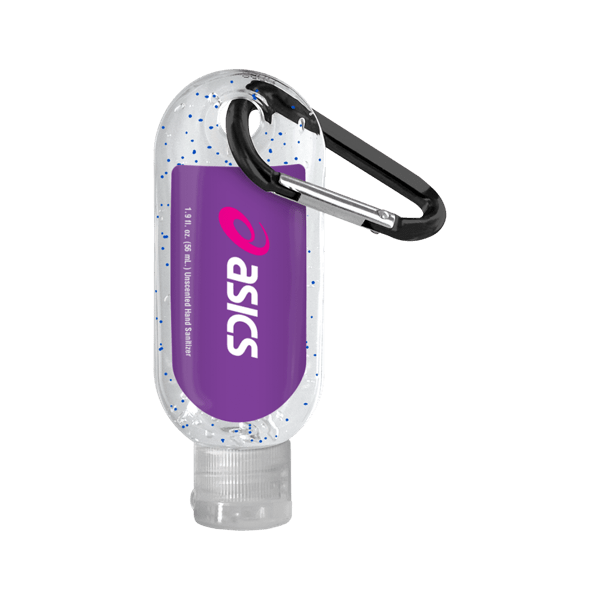 1.9 oz. Single Color Moisture Bead Sanitizer in Clear Bottle with Carabiner 8