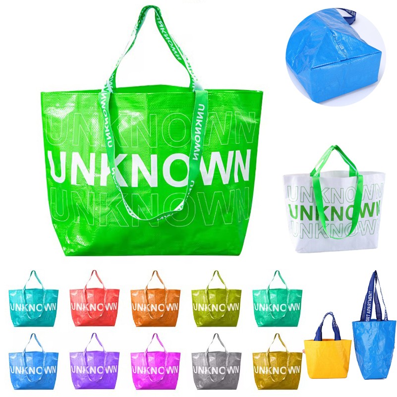 Custom Printed Extra Large Reusable Grocery Shopping Tote Bag Recyclable Laminated PP Woven Bag 2