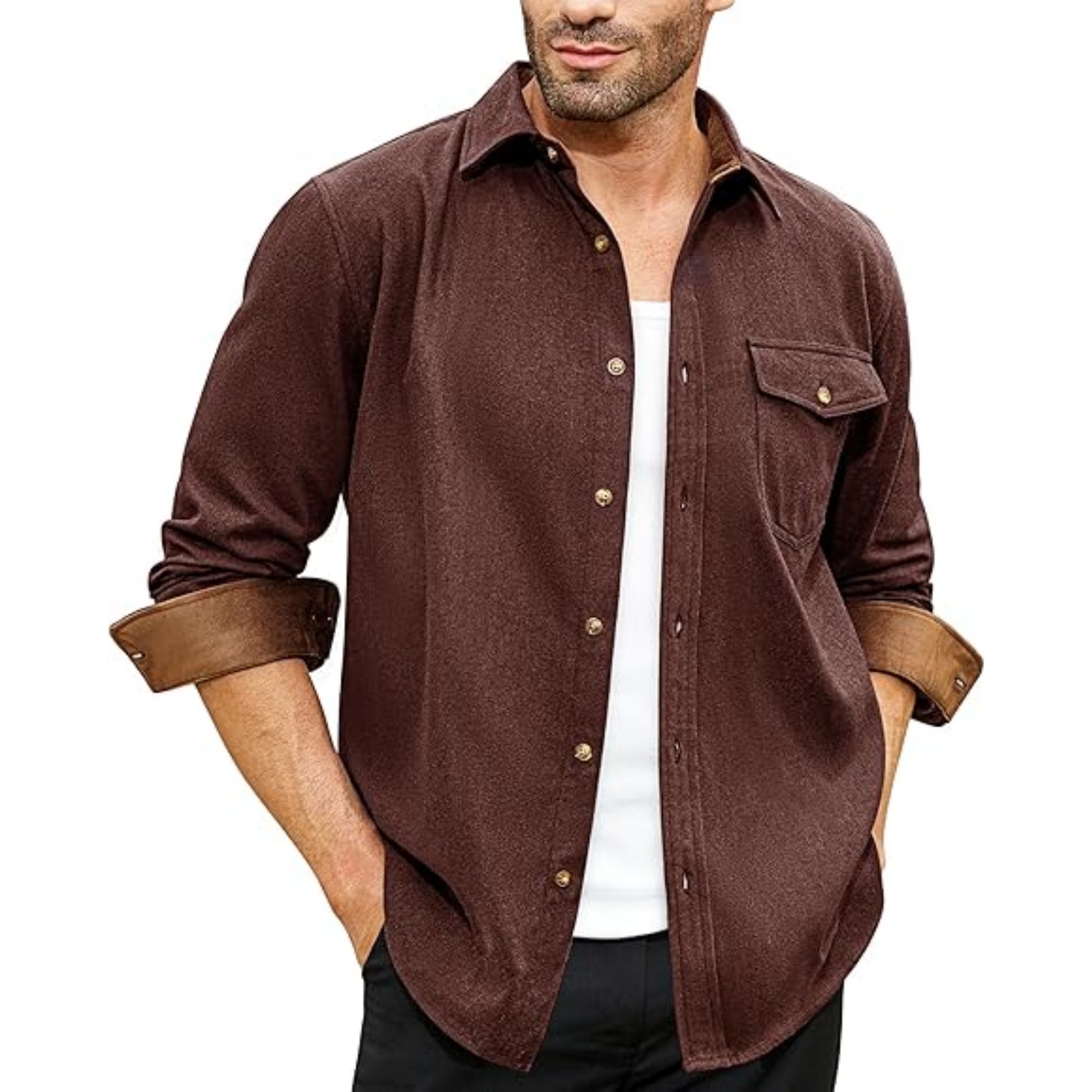 Man Long Sleeve Casual Jacket, custom dress shirt with logo imprint 4