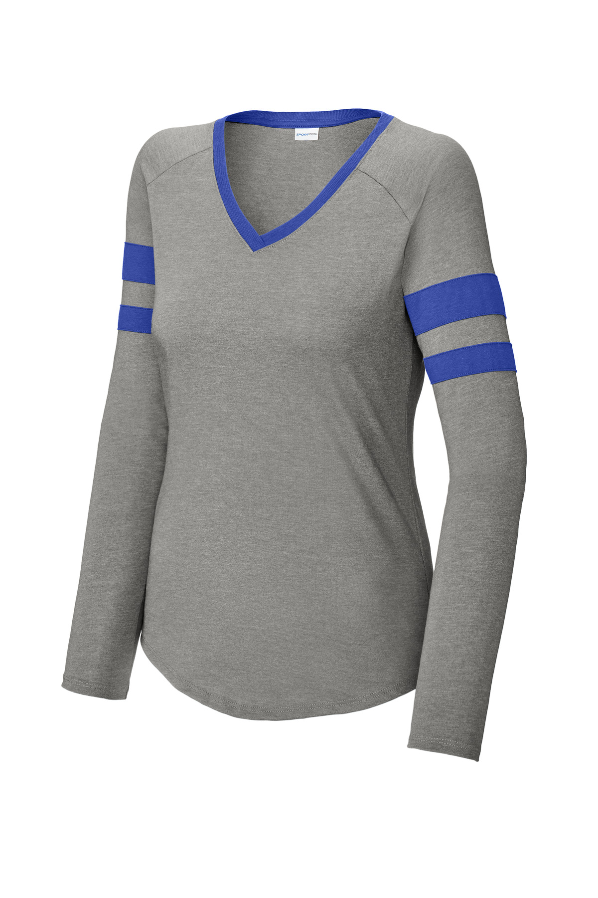 Sport-Tek Women's Halftime Stripe Long Sleeve V-Neck Tee LST6043 11