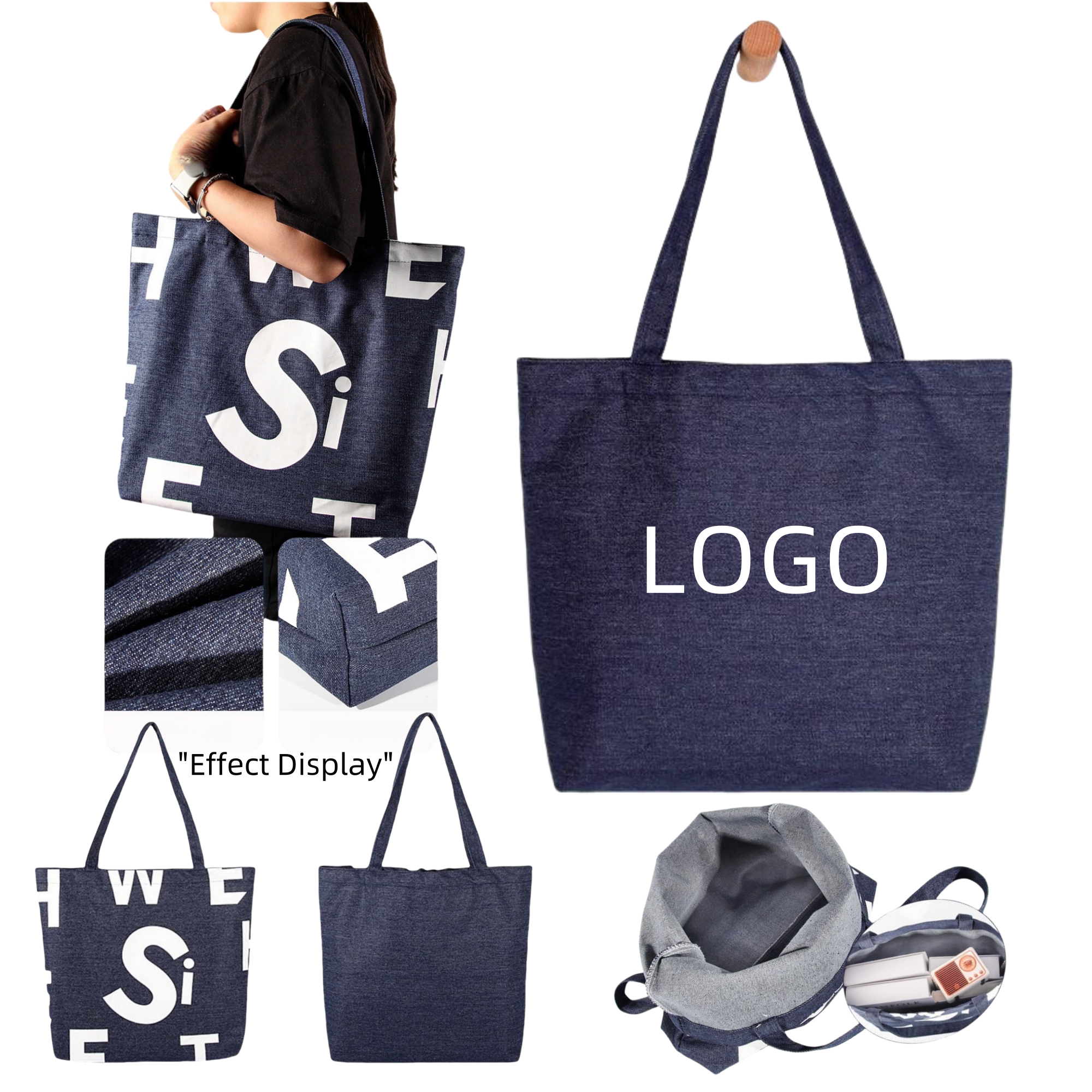Custom Denim Bag, custom tote bag with logo imprint 2