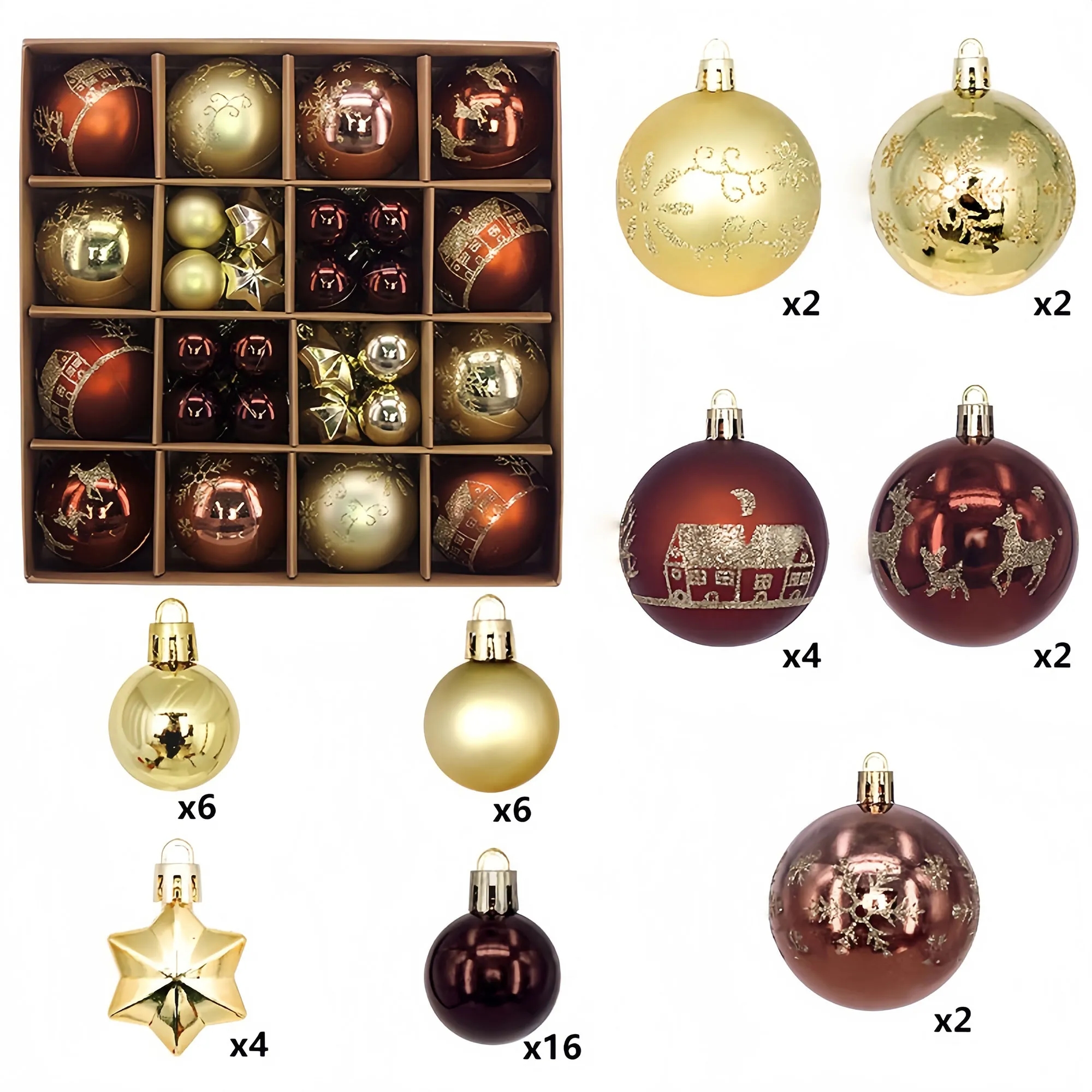 Premium Christmas Bauble Set With Unique Designs 18
