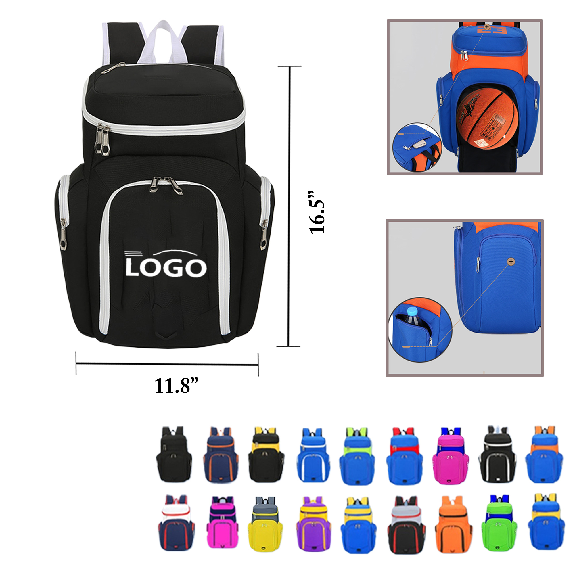 MOQ25 Custom Backpack With Shoe and Ball Compartment 1
