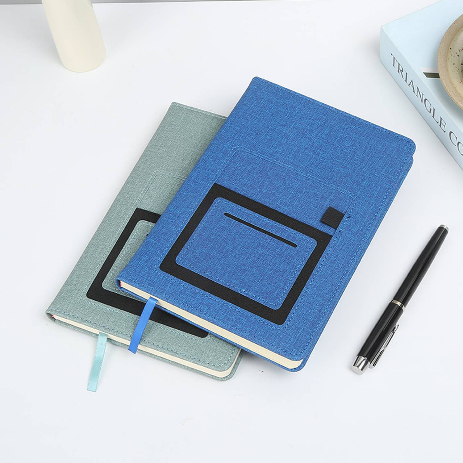 A5 Commercial Leather Cover Notebook With Pocket 6