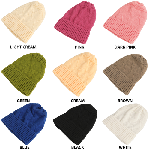 Standard Diamond Cable Knit Cuffed Beanie with Custom Logo 6